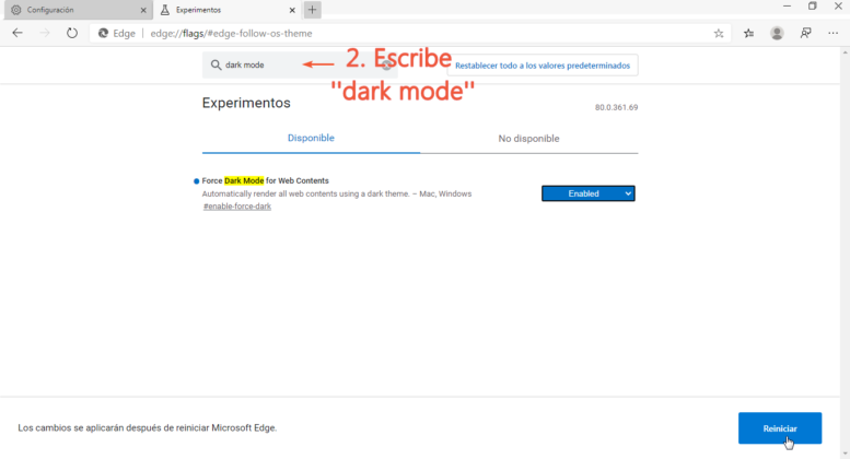 Cómo activar modo oscuro en Microsoft Edge