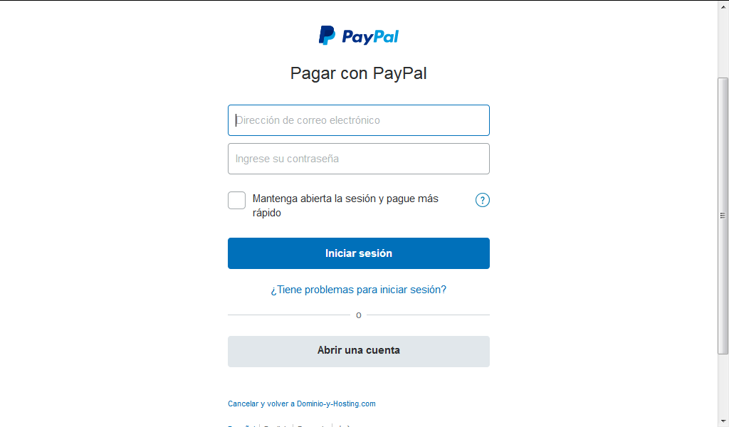 Pago por Paypal - Comprar dominio en Ecuador