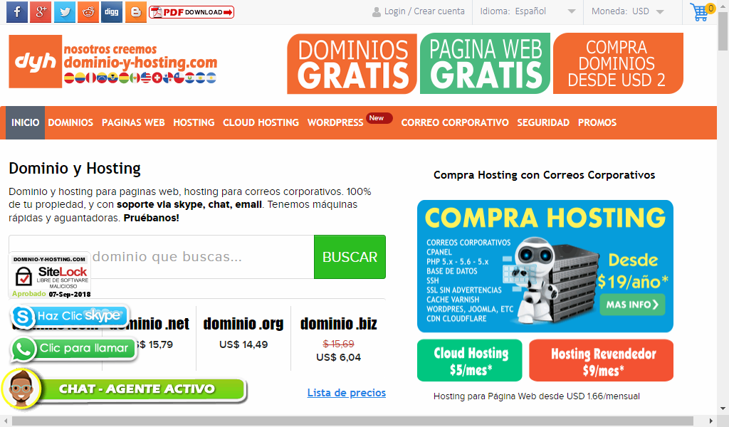 Inicio de Dominio y Hosting - Comprar hosting en Chile